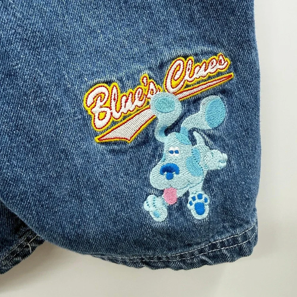 Vintage Blue's Clues 5t Denim Bib Shortalls Overalls‎ Toddler Embroidered Blue